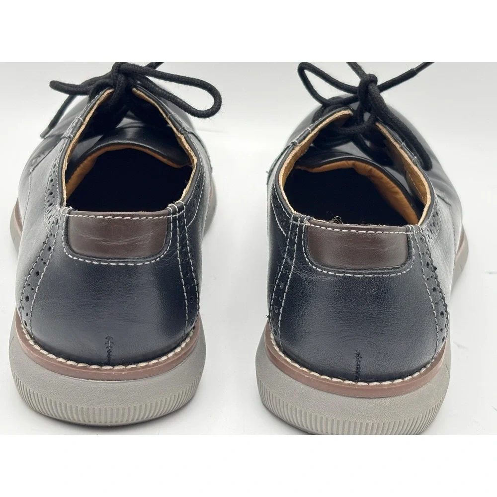 Johnston & Murphy Boys 5.5M Black Genuine Leather Oxford Derby Shoes Flex Sole